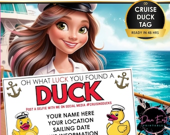 PERSONALIZED Cruising Ducks Tag, Digital Download, Tags for Ducks, Carnival, NCL, RCL, Gift for Cruise, Rubber Duck Tag, Cruise Duck Print
