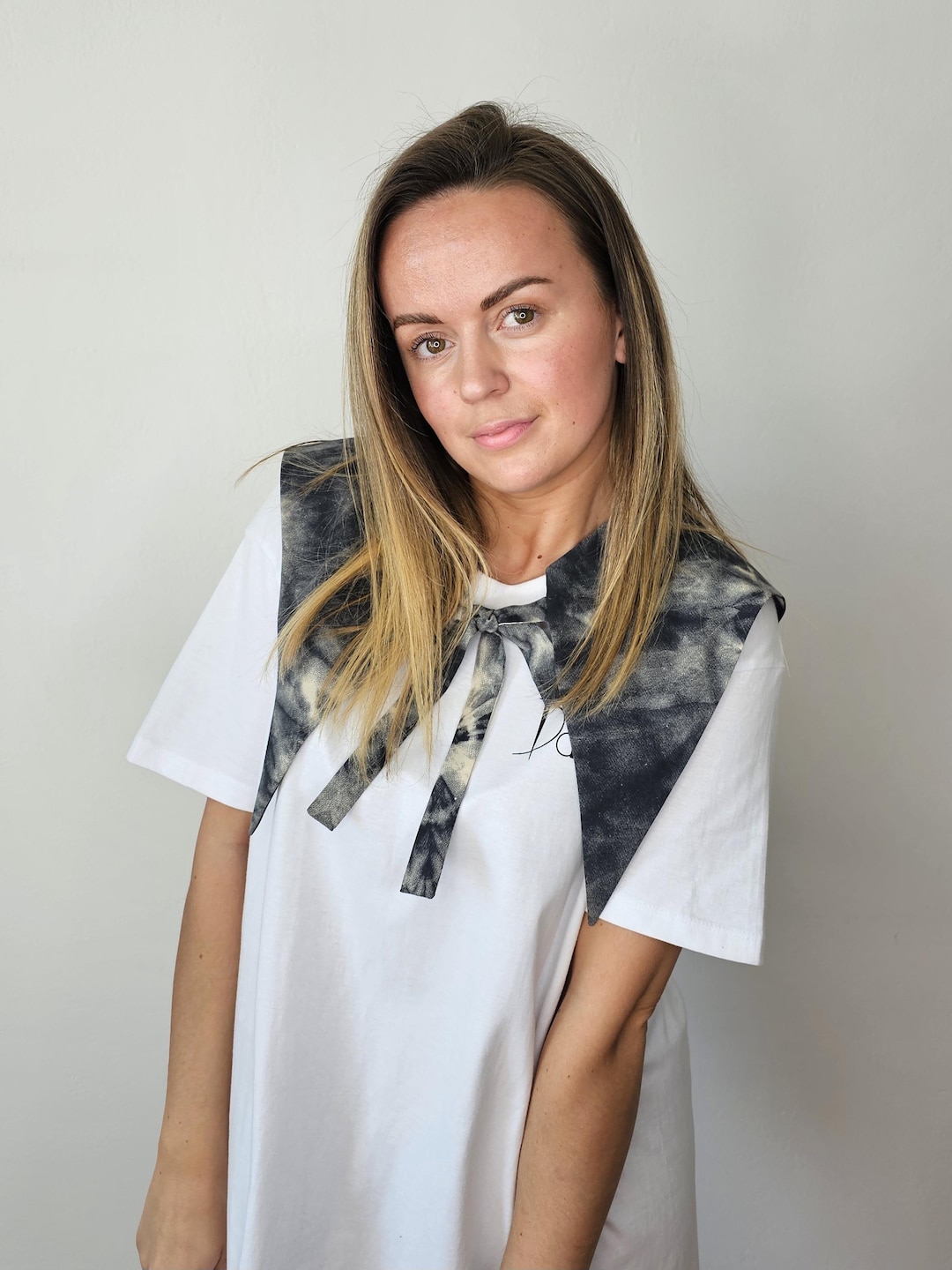 Triangular Collars Women's Upcycled Removable Faded Print Collar/ Vintage Cotton ...