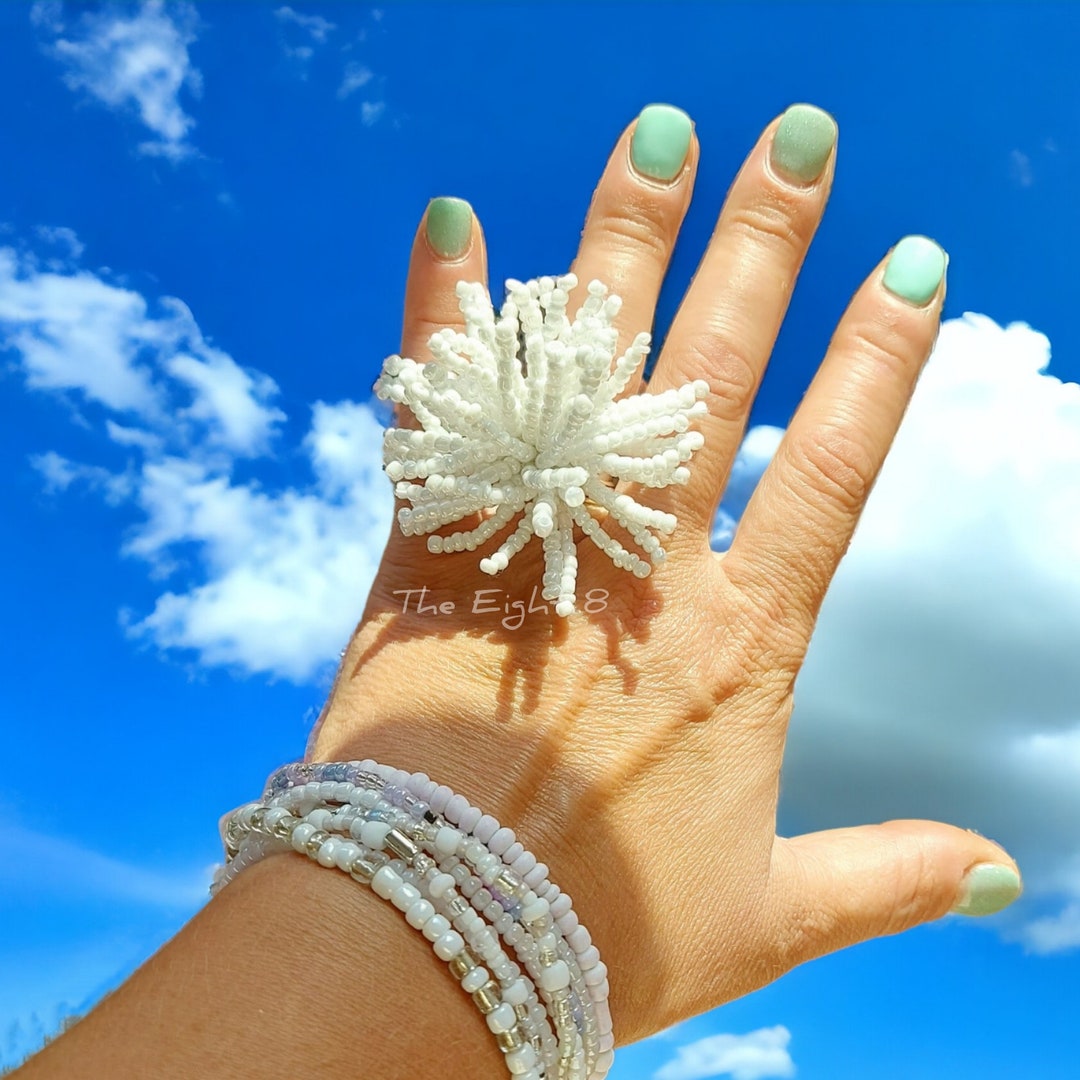 Bead Ring Rave Starburst Seed Bead Kinetic Ring: Adjustable Rave Jewelry - Etsy