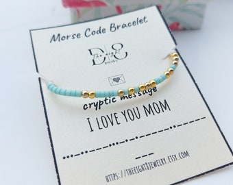 Custom Morse Code Bracelet – Personalized Secret Message Bracelet, Valentine’s Day & March 8 Gift