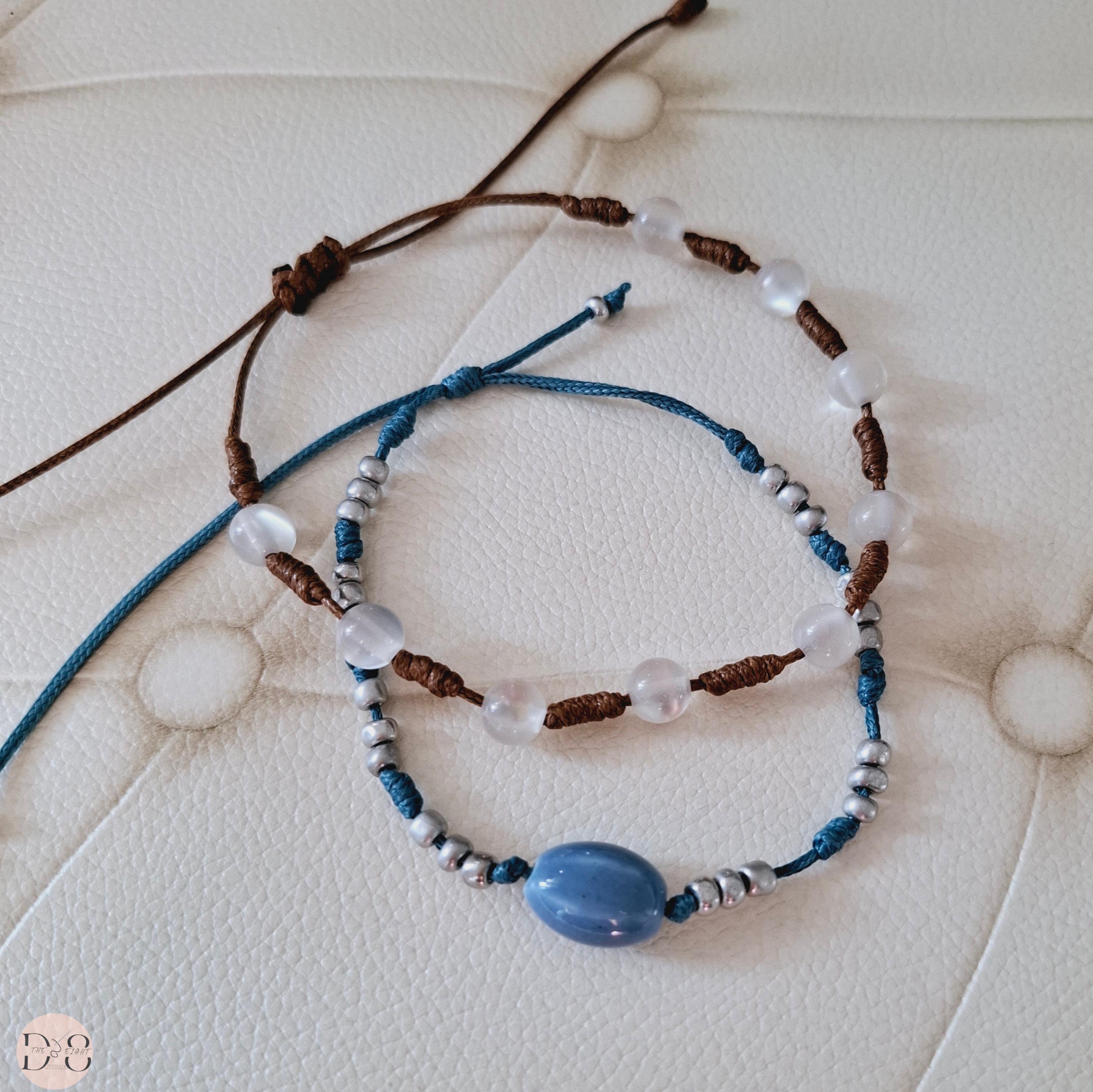 Set di braccialetti da uomo con perline intrecciate in corda