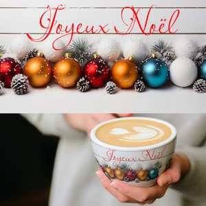 Joyeux Noël Sublimation Design, Digital Mug Wrap Template, Instant Download Coffee Mug Design, 11oz  and 15oz Mug Templates