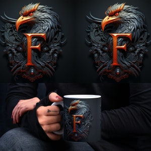 Gothic Letter F, Monogram F Sublimation Design, Digital Mug Wrap Template, Instant Download Coffee Mug Design, 11oz  and 15oz Mug Templates