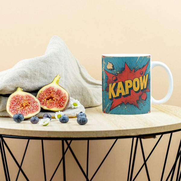 Action Kapow, Kapow Sublimation Design, Digital Mug Wrap Template, Instant Download Coffee Mug Design, 11oz  and 15oz Mug Templates