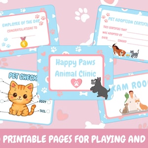 Printable Veterinary Pretend Play Bundle | Vet Clinic Dramatic Play Bundel PDF With Coloring Pages and Banner – Digital Download for Kids