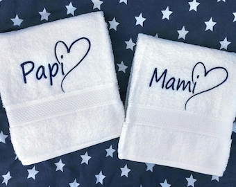 Personalisierte bestickte Handtücher mit Namen und Herz, dekoratives Handtuch, Handtuch
