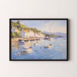 Coastal Seascape Print Boats Oil Painting Ocean Waves Oil Painting Original Coastal Beach Art Seascape Wall Decor Sea Art Gift.