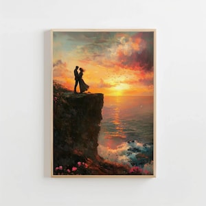 Romantic Couple Scene Wall Art | Antique Love Oil Painting | Vintage Couple Art Print Victorian Wall Decor | PRINTABLE Art