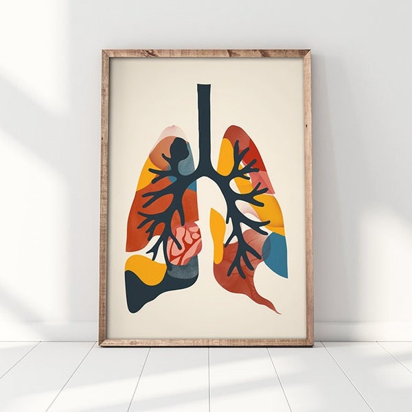 Human Lungs Wall Art, Anatomy Print, Lungs Anatomical Art, Medical Poster, Science Art, Abstract Wall Art, Instant Download