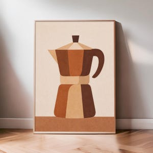 ミニマルなコーヒーポットのプリント｜コーヒーポットのウォールアート、キッチンの静物画、コーヒー好きへのギフト