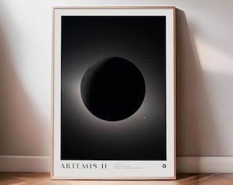 Totality Artemis II Print | NASA Poster, Solar Eclipse, Moon Wall Art, Astronomy Poster, Space Gift, Moon Print, Celestial Decor