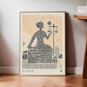 Impresión de la Dama de la Justicia, descarga digital, póster de derecho, decoración de despacho de abogados, arte mural de justicia, regalo para estudiantes de derecho, regalo para abogados, decoración de despacho de abogados