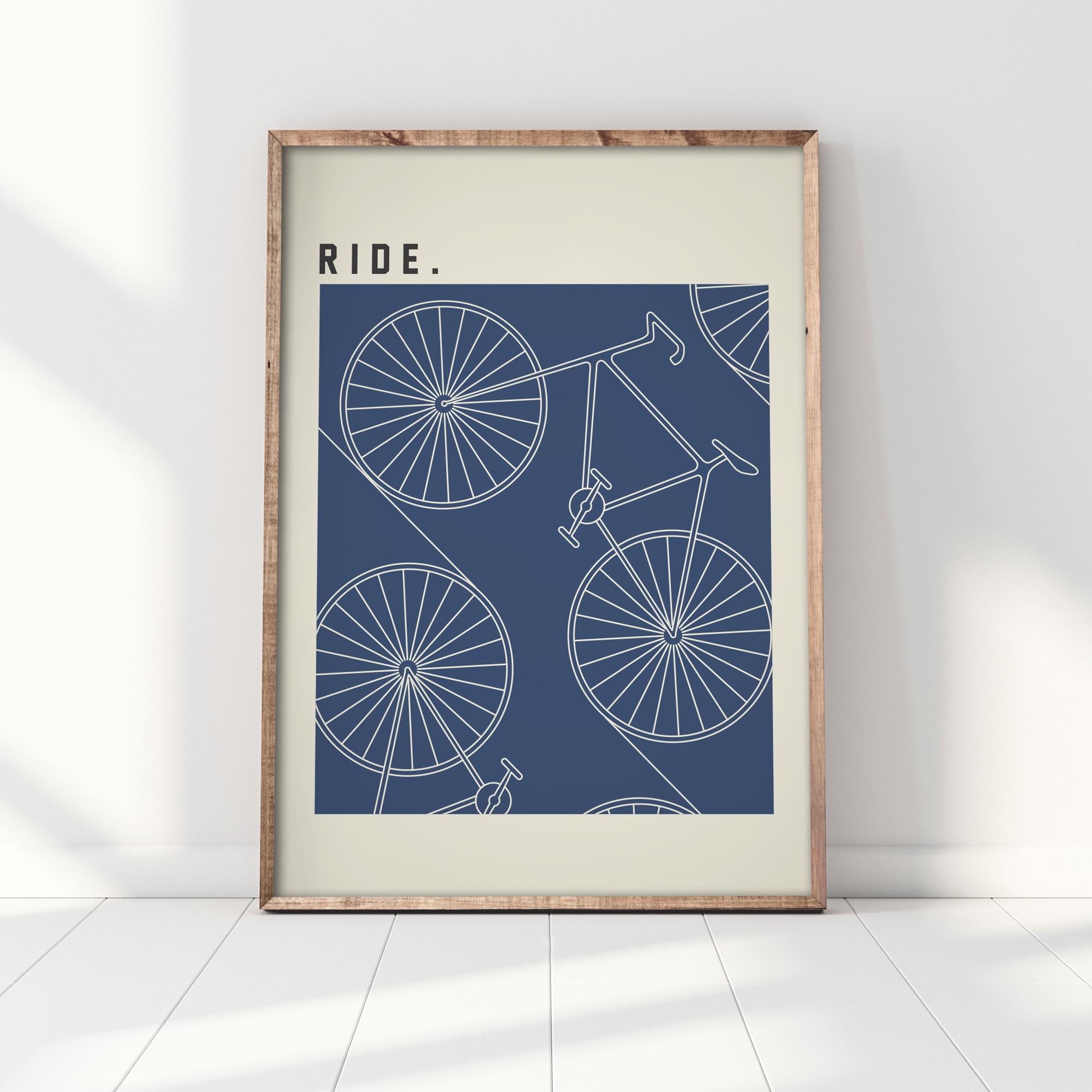 Ride Cycling Poster | Digital Download, Minimalist Bike Art, Road ...