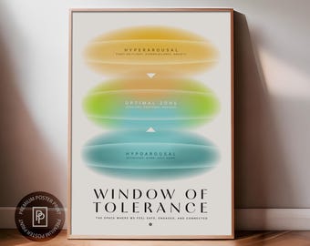 Window of Tolerance Print | Psychology Print, Therapist Office Decor, CBT DBT Poster, Mental Health Art, School Counsellor, Premium Poster