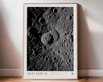 Vavilov Shadows Artemis II Print | NASA Poster, Moon Wall Art, Astronomy Poster, Space Gift, Moon Print, Celestial Decor