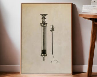 Spuitafdruk, 1853, Antieke spuitposter, Cadeau voor dokter, Cadeau voor verpleegkundige, Cadeau voor ambulancepersoneel, Decoratie voor dokterspraktijk, Medische kunst, Cadeau voor geneeskundestudent