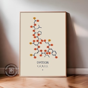 Stampa della molecola di ossitocina, poster da parete con sostanze chimiche positive, poster premium, poster scientifico, decorazione per la salute mentale, ormoni della felicità, regalo per terapeuta