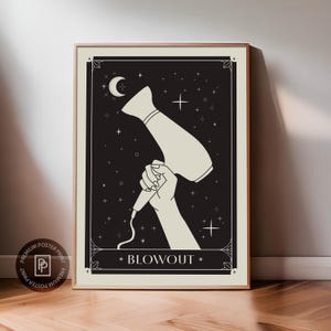Decoración de peluquería, regalo para estilistas, impresión de cartas del tarot, póster premium, arte mural de secado de cabello, regalo de cosmetología, póster de peluquero
