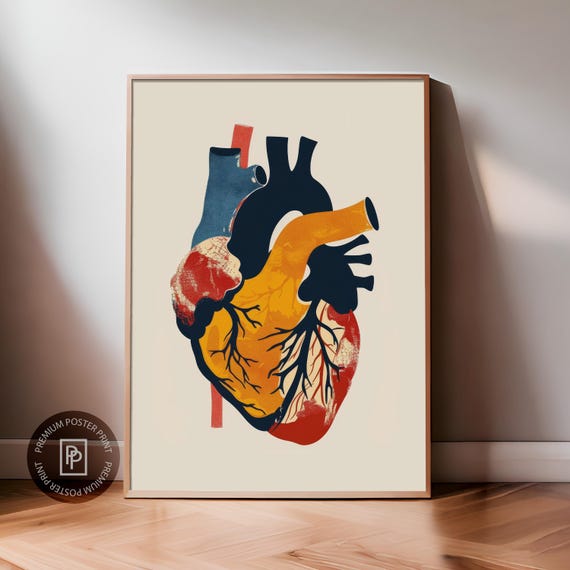 Human Heart Wall Art, Anatomy Print, Premium Poster, Abstract Wall Art, Heart Poster, Medical Poster, Science Art, Home Gift, Printed Poster