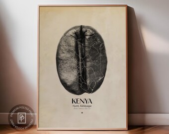 Kenya Coffee Origins Print | Café Wall Art, Coffee Poster, Kitchen Decoration, Cafe-themed, Espresso Bar & Barista Decor