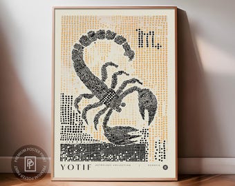 Print met het sterrenbeeld Schorpioen | Schorpioen dierenriemkunst, astrologische poster, horoscoopcadeau, hemelse wanddecoratie, Schorpioen kunst, dierenriemcollectie