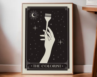 Hair Salon Decor, Gift for Hair Stylist, Tarot Card Print, Digital Download, Hair Color Wall Art, Cosmetology Gift, Hairdresser Poster