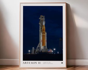 Launch Pad 39B Artemis II Print | NASA Poster, Moon Wall Art, Orion Spacecraft, Astronomy Poster, Space Gift, Moon Print, Celestial Decor