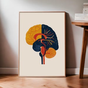 Menschliches Gehirn Wandkunst, Anatomie Druck, Gehirn Anatomische Kunst, Medizinisches Poster, Wissenschaftliche Kunst, Abstrakte Wandkunst, Geschenk, Digitaler Download