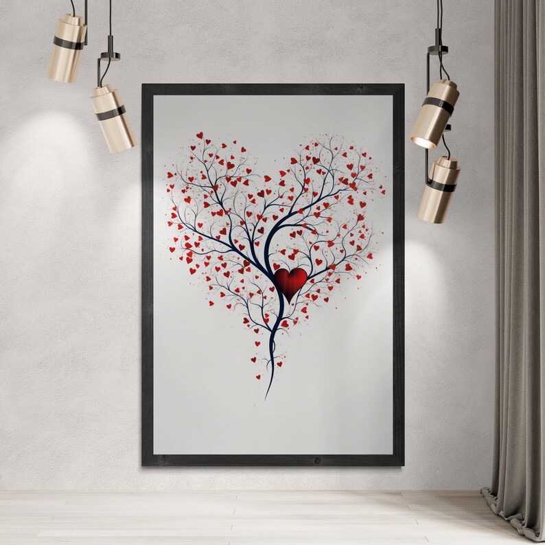 Framed Valentine Poster Art, Heart Wall Art, Valentine's Day Art, Valentine Wall Art, Love