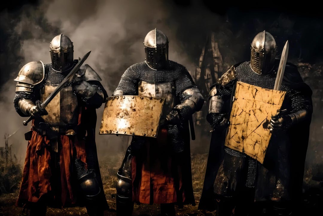 Medieval Knight Warriors Canvas Wall Art | Ready-to-hang Canvas Print ...
