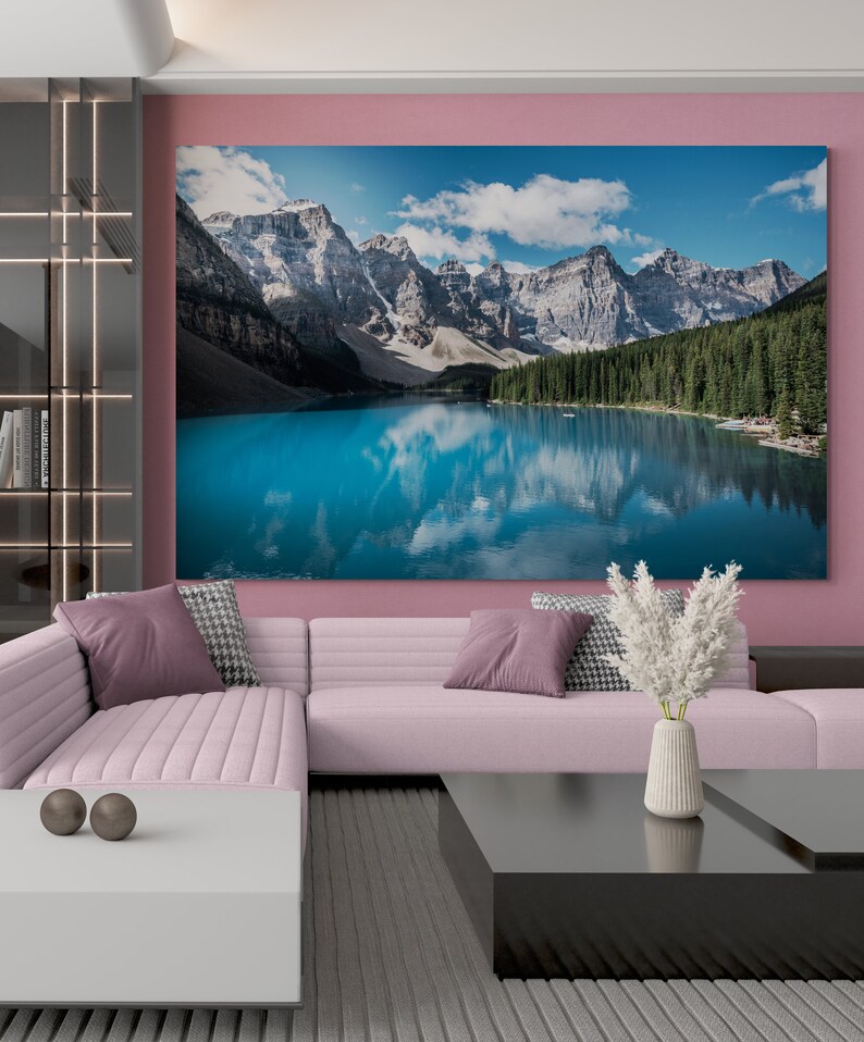 Moraine Lake Photo, Lake House Wall Art, Banff Canada, Beautiful