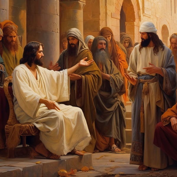 Pharisees in the Temple: Stunning Wall Art Depicting a Powerful Bible Story and religious picture with Christian Picture