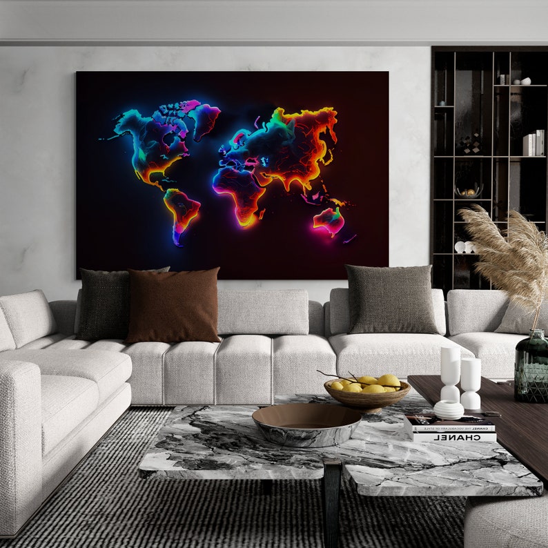 Wall Art World Map Gift Ideas for Home Art for Home Etsy