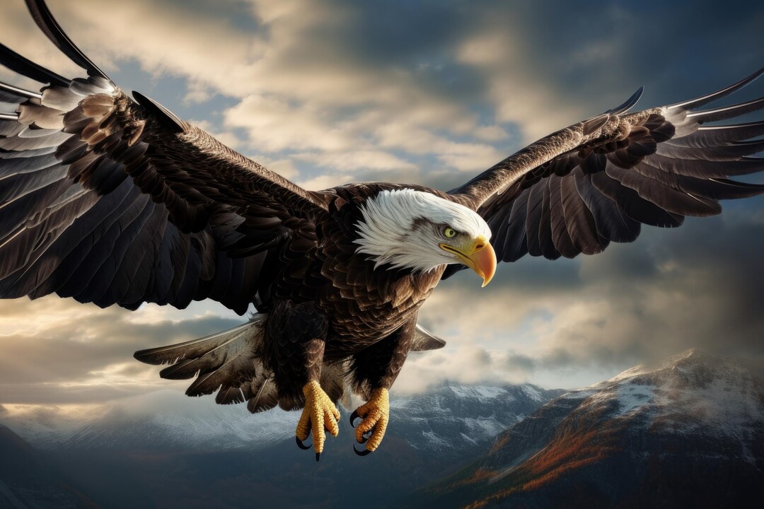 Bald Eagle in Flight Canvas, Mountain Wildlife Eagle - Etsy