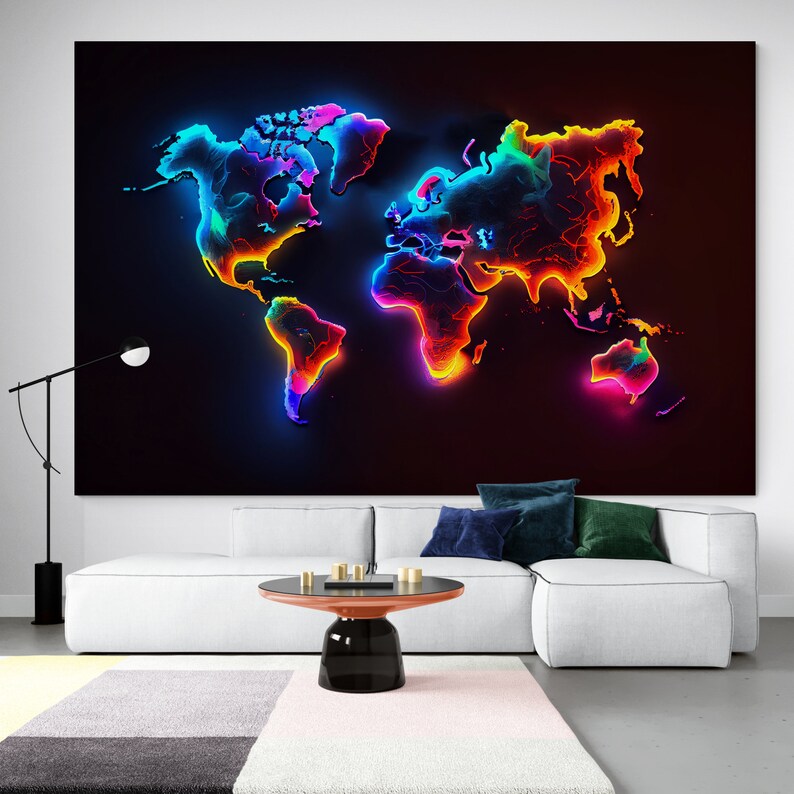 Wall Art World Map Gift Ideas for Home Art for Home Etsy