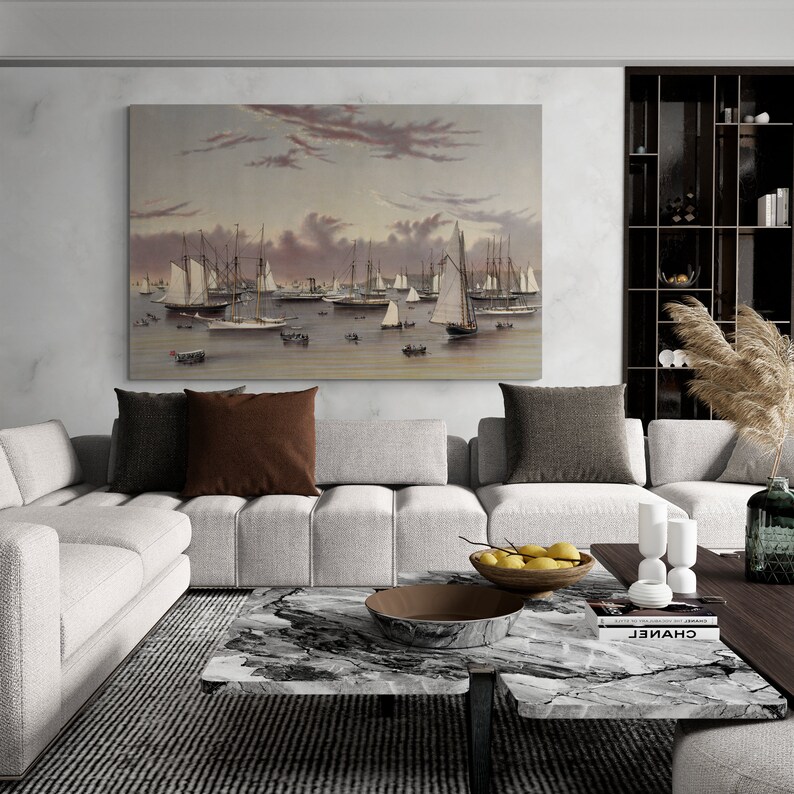 Nautical 3 Piece Wall Art. Sailing at Sea on a Yacht
