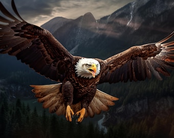 Bald Eagle in Flight Canvas Print – Wildlife Nature Art