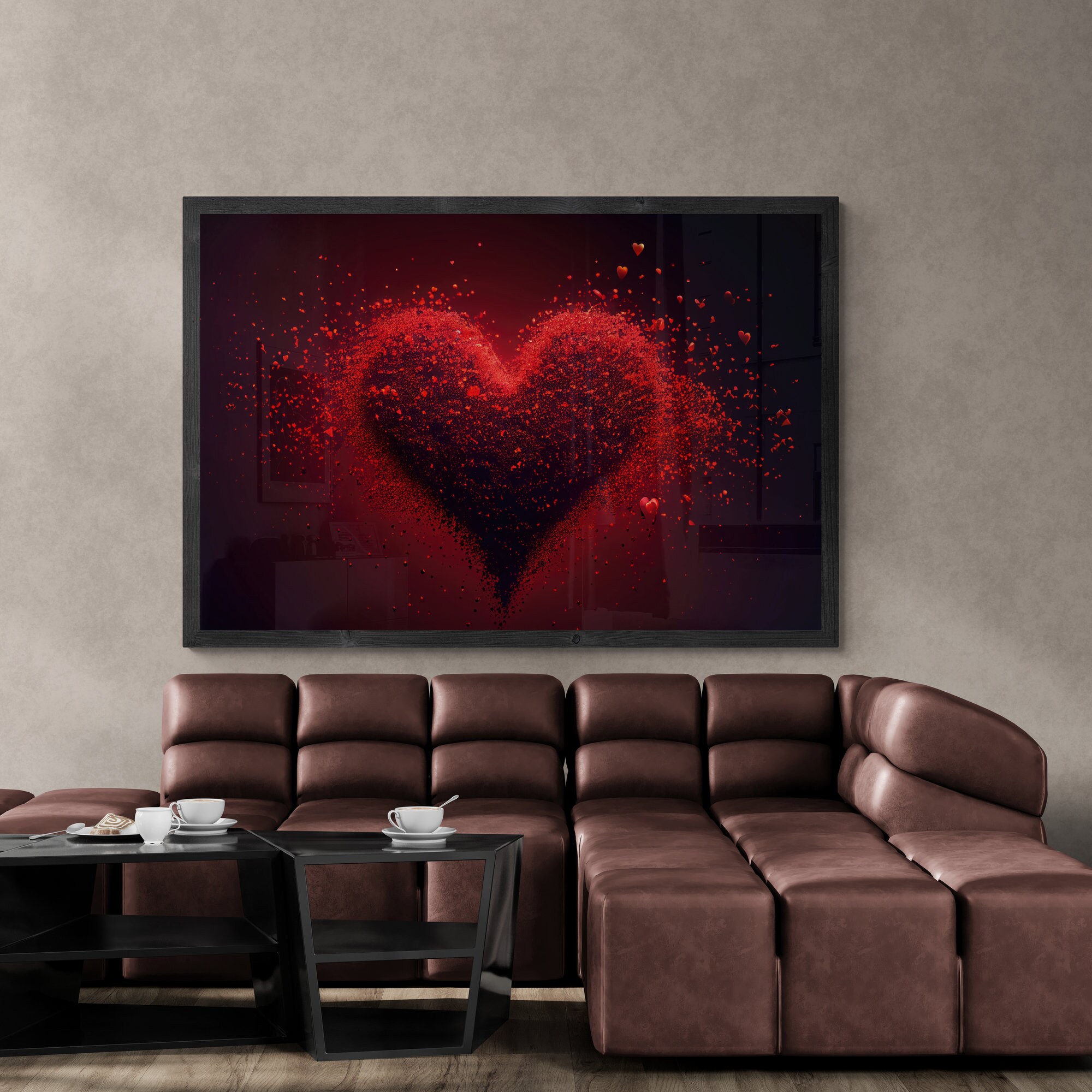 Framed Valentine Poster Art, Heart Wall Art, Valentine's Day Art