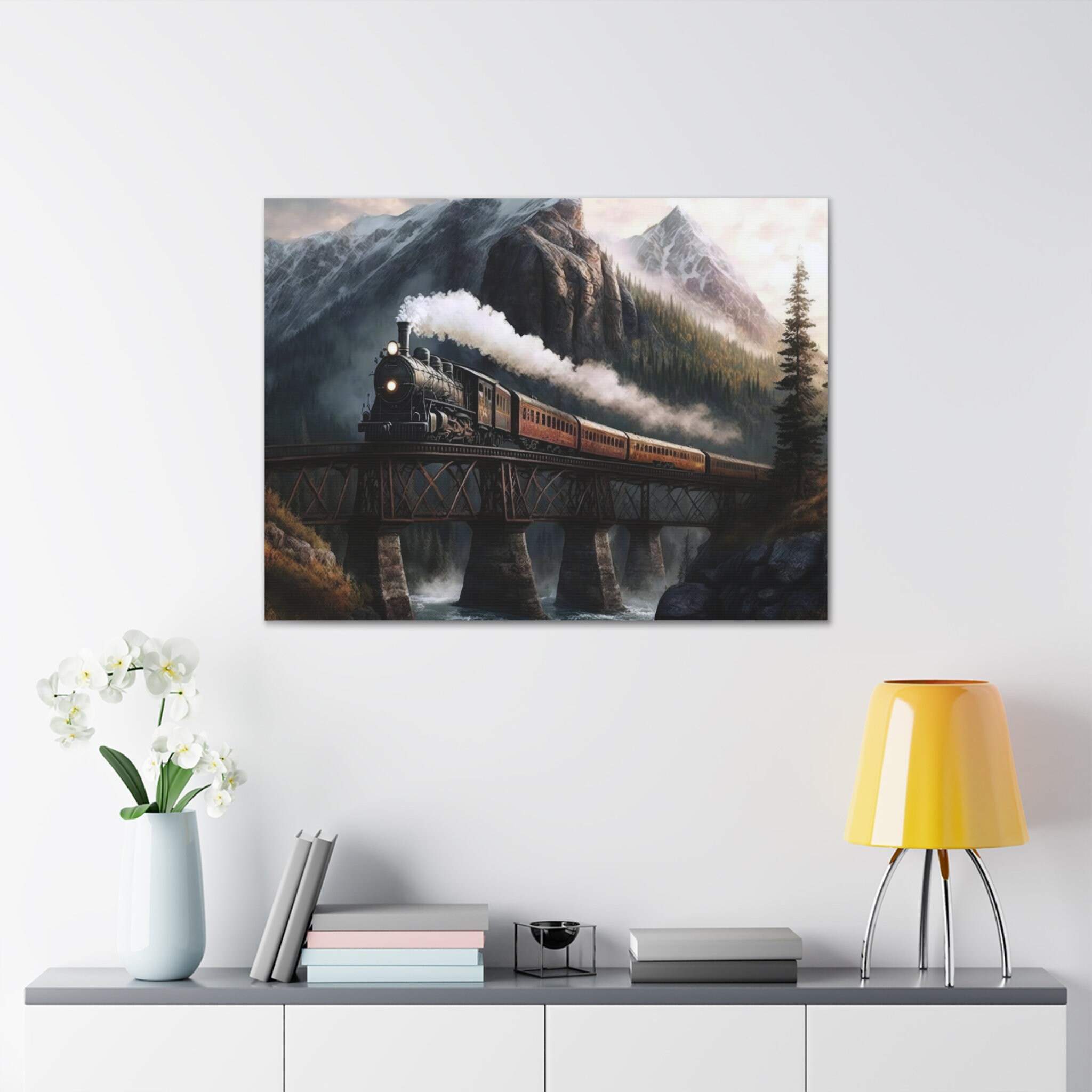 Steam Train Decor, Train Canvas Wall, Vintage