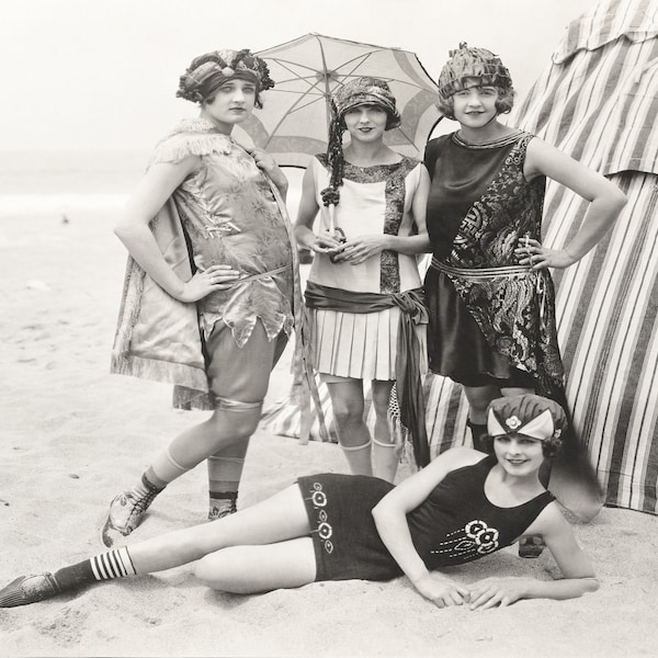 Vintage Bathing Suits, Vintage Poster, Beach Day, Modern Wall Decor, Digital Download, Brigade Art