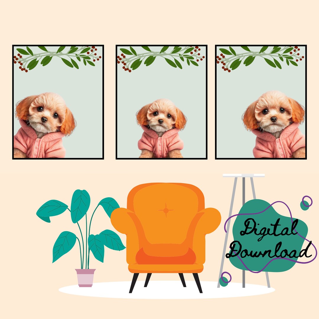 Set of 3 Puppy Baby Name Frame Nursery Artcustomisable Etsy