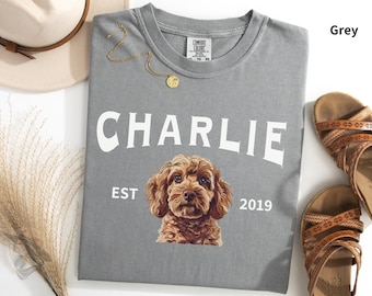 Custom Dog Portrait T-Shirt | Hand-Drawn Cavapoo Comfort Colors Tee