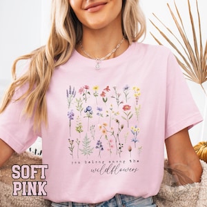 Camiseta de flores silvestres de algodón suave, camiseta botánica de jardinero, camiseta de flores silvestres, camiseta de flores, camiseta de moda para mujer, regalo para amantes de las plantas, regalo para mamá