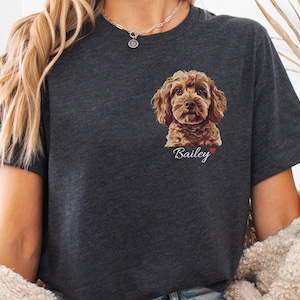 Cavapoo  Name Pocket Design T-Shirt, Hand Drawn Pet, Gift for Mum, Dad canine, Dog Mum, Pet Lovers, Dog Memorial, women’s shirt