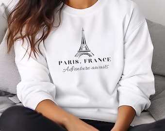 Paris France Travel Sweatshirt Gift, Travel to France, Eiffel Tower Shirt, weekend away Sweat, Paris Shirt, Gift for Capital City Lover