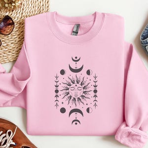 Boho Sun and Moon Celestial Sweatshirt, Sun and Moon Stars, Bohemian Sweater, Mystical Shirt, Celestial T, Moons Phase T Shirt