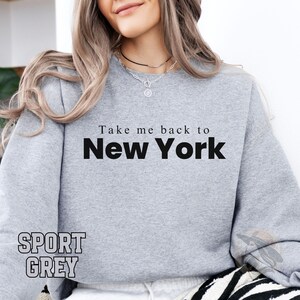 Bluza z kapturem Take Me Back to New York, bluza z okrągłym dekoltem NYC, długi rękaw vintage, prezent dla miłośnika Nowego Jorku, bluza z kapturem NY, bluza z kapturem NYC, koszulka podróżna