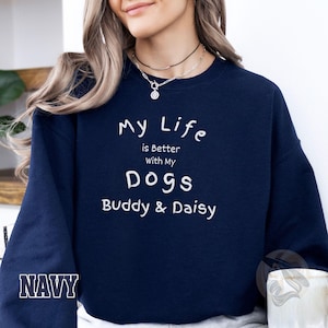 Aangepaste naam sweater voor hondenliefhebber, gezellige trui voor hondenliefhebber voor mannen en vrouwen, schattig puppycadeau voor ouder hond, dier