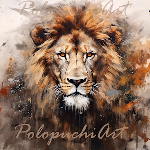 Lion Painting Download, Lion Drawing Art, Printable Digital File, Printable Lion Image, Animal Art Print