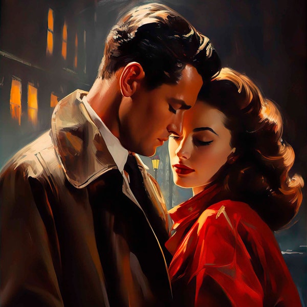 40s Pulp-Noir Style Illustration to Download and Print, Downloadable and Printable Digital Art, Painting to Decorate, Art